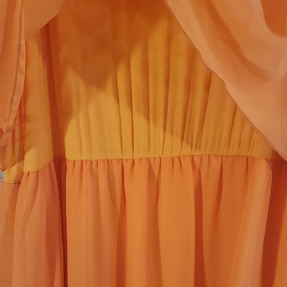 DG2 by Diane Gilman Orange Sleeveless Scoop Neck Sundress - Picture 4 of 6